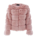 Antique Vintage Fluffy Faux Fur Coat - Pink / S