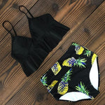 Glamorize Sexy High Waist Bikini Swimwear - Black pineapple / S