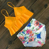 Glamorize Sexy High Waist Bikini Swimwear - Yellow floral / S