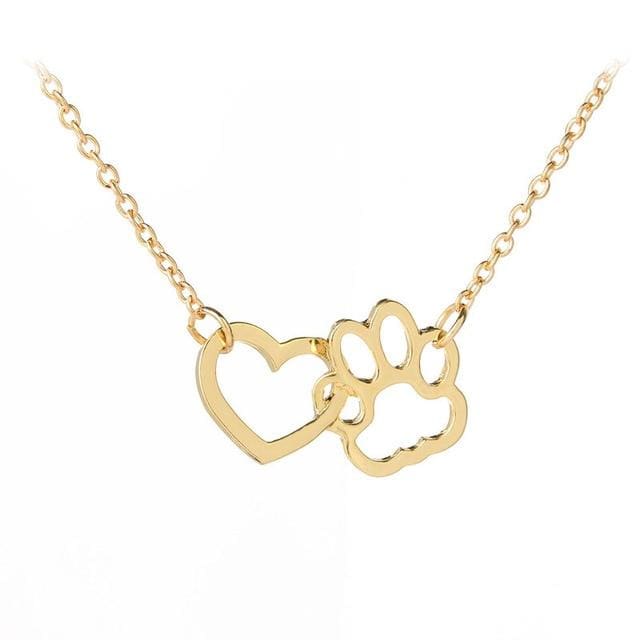 Hollow Pet Paw Footprint Necklaces - Gold