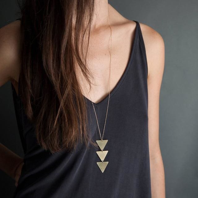 Pendant Necklace triangle Long Chain - NO1 gold