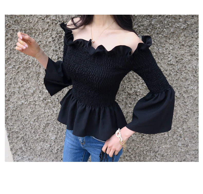 'Simple' High quality Flare Sleeve Off-Shoulder Top